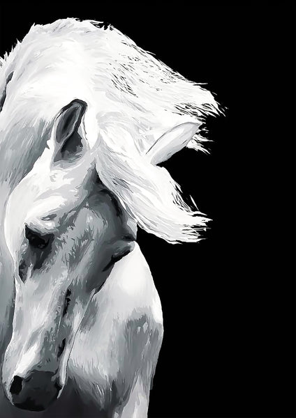 white horse art, painting 