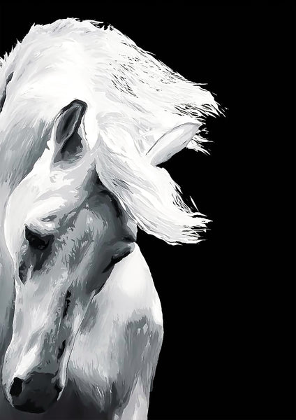 white horse art, painting