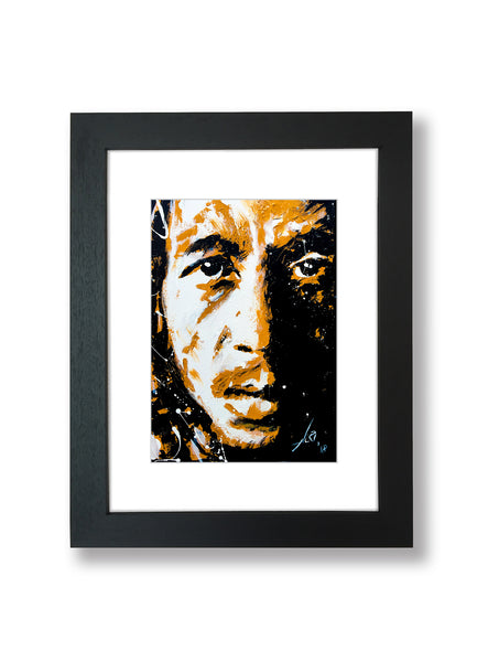 framed bob marley art