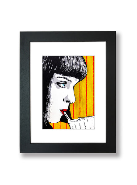 framed pulp fiction art