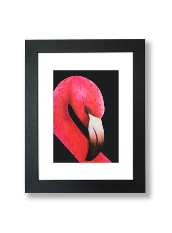 framed flamingo art print