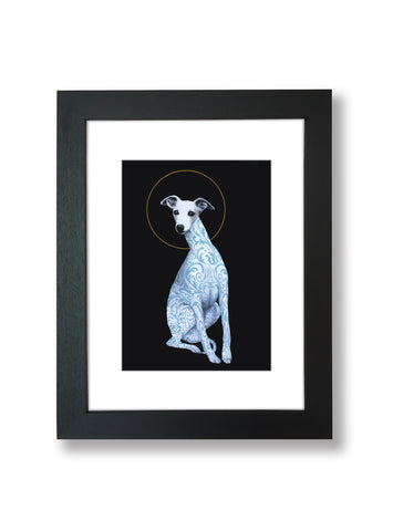 framed whippet dog art 